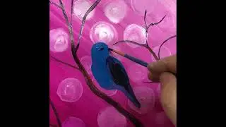 Рисование гуашью. Синяя птица.