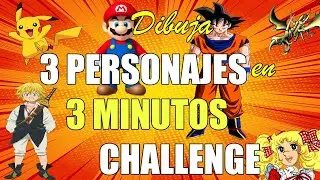 Dibujo 3 PERSONAJES en 3 MINUTOS (Reto vs 
