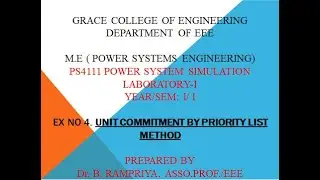 GRACE COE - ME- PS4111-EX.NO:4-UNIT COMMITMENT BY PRIORITY LIST METHOD