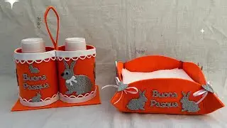Pasqua porta bicchieri e porta tovaglioli in feltro