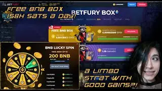 BetFury: BNB EVENT, 158k BNB SATS A DAY IN A FREE BOX?! SOME LIMBO WITH BIG GAIN POTENTIAL!