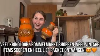 VEEL KRINGLOOP/ ROMMELMARKT SHOPPEN, VEEL VINTAGE ITEMS SCOREN EN HEEL LIEF PAKKET ONTVANGEN!😍🧡