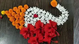 6 Quick & Easy Ganpati Flower Rangoli | Ganesha Flower Rangoli | Flower Rangoli | Rangoli for diwali