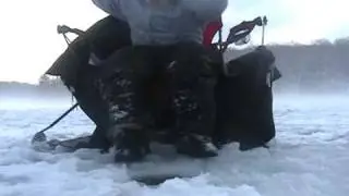 Ice fishing jiggin Trout at Mt Tom.