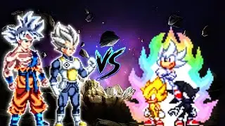 Goku Perfect MUI V2 OP & Vegeta MUI V2 OP VS Sonic Chaos V3 OP (all form) in Jump Force Mugen