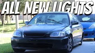 My EK Civic Gets New Headlights, Tail Lights, and AUTOONE Bulbs!