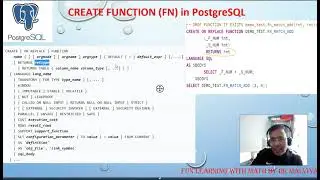 CREATE FUNCTIONS IN POSTGRESQL with ARGUMENTS and WITHOUT ARGUMENTS IN HINDI VD#19