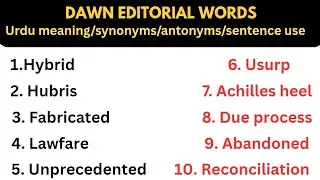 Dawn Newspaper Words with Urdu Meanings | newspaper vocabulary words with urdu meaning 