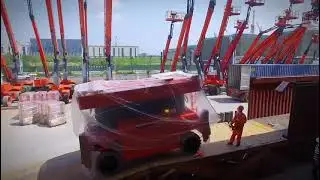 Видео по загрузке в контейнер больших ножничных от 19 до 32м