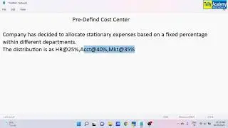 Pre-Define cost center in Tally prime