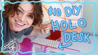 $10 DIY HOLO DESK - iMAC SETUP (IRIDESCENT VINYL)