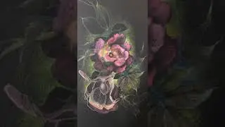Наташа Румянцева/графика «Чёрный Сад»/чёрный холст/пастель/акварельные карандаши