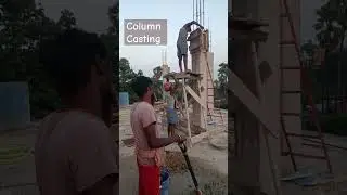 Column Casting on Top Floor Of Building 🏫 #column #building #casting