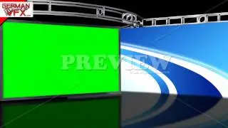 HD Virtual Studio Background with green screen Wall - royalty free
