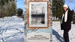 Souvenirs enneigés et illustrés - Donchery Ardennes 2024 #carnet  #aquarelle #neige #sabcreations