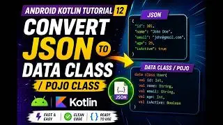 Android Kotlin Tutorial 12: Convert Json to Data Class / pojo class