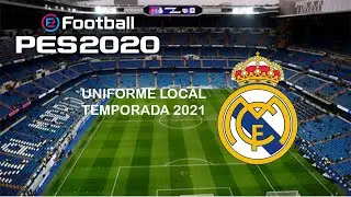 UNIFORME KIT LOCAL REAL MADRID CF TEMPORADA 2021 PES 2020