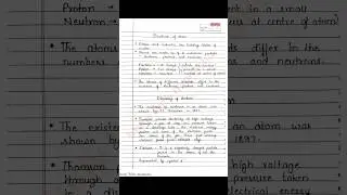 Structure of atom | Class 9   S Chand Science | handwritten notes | NCERT | CBSE | BSEB | Science