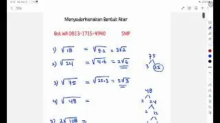 SMP PENYEDERHANAAN BENTUK AKAR #menyederhanakanbentukakar#bentukakar #pangkat #smp# kelas8 #kelas9