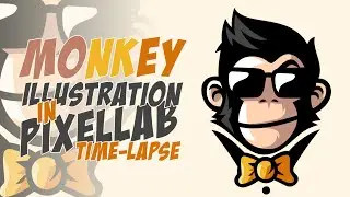 Monkey Illustration Art In Pixellab | TIMELAPSE | Pixellab Editing