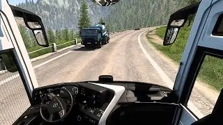 Realistic Serpentine Driving in ETS2: Navigating a Mercedes Bus from Zurich to Milan