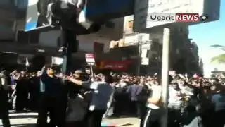 15 4 Zamalka Damascus أوغاريت مقطع آخر لإزالة صور بشار  في زملكا دمشق والدعس عليها