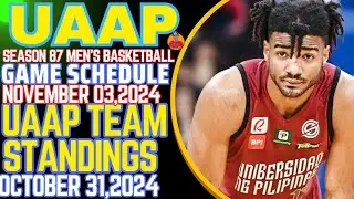 TEAM STANDINGS UAAP SEASON 87 MEN'S BASKETBALL OCTOBER 31,2024|FRANCIS LOPEZ 20 POINTS 5 REBOUNDS