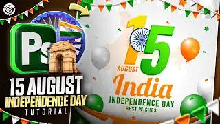 15 August India Independence Day Banner/Card/Poster Design | Photoshop Tutorial | BOSS GFX