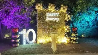 happy anniversary shimmar wall decoration/farm house anniversary -birthday decoration setup indore..