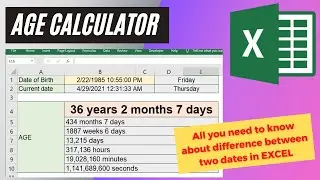 Build your own Age Calculator using Excel | Difference between 2 dates explained | Excel-Tips