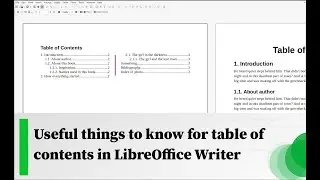 Useful things to know for table of contents in LibreOffice Writer