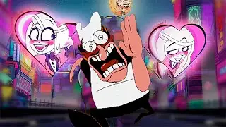 Peppino running away from charlie hazbin hotel meme