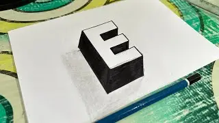 Tutorial cara menggambar 3d huruf E. #tutorial #caramenggambar #gambar3d #drawing