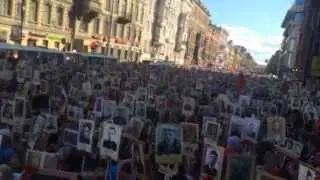 Построение Бессмертного полка в Питере 9 мая 2015