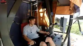 Жуткая жара в кабине.  Как загорают крановщики. Working on the crane in the heat.