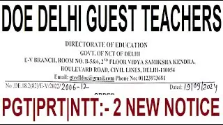 DOE DELHI GUEST TEACHERS || PGT, PRT & NTT || 2 NEW NOTICE 2024 || LATEST UPDATE 2024