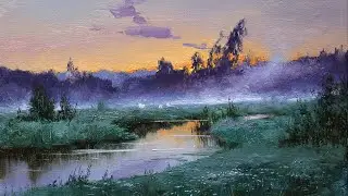 Evening, fog. Oil Painting Process #38