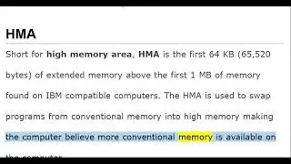 What is HMA High Memory Area  | High Memory Area explained
