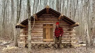 Simple Off Grid Log Cabin Build: Moss Chinking, Door Build, Tarp Roof