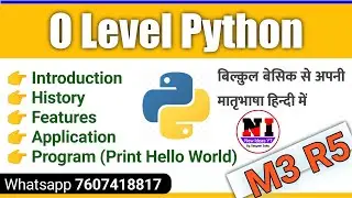 Class #1 O level Python m3r5 | Introduction to python Programming, Features,Applications | 