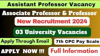 Assistant Professor Vacancy 2024 | 03 University Vacancies | Associate Professor | Professor |
