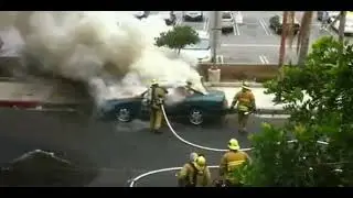 The explosion of the car at the moment when it was extinguished by firefighters.Top_Disasters 🔥