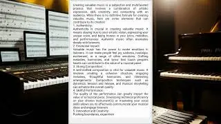 The Essential Elements of Valuable Music