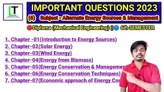 Alternate Energy Sources||Important Questions|| Diploma mech Engg|| 2023