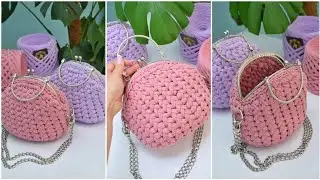 Vintage crocheted handbag on a clasp with a beautiful pattern Crochet purse