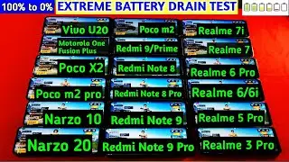 Realme 7i vs Realme 7 vs Realme 6, 6i, 6 pro vs Note 9/9 Pro vs Narzo 20,10 | Battery Drain Test🔥🔥