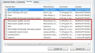 Clean Windows 7 StartUp with MSConfig