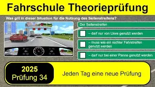 🚘 Führerschein Theorieprüfung Klasse B 🚗 2025 - Prüfung 34 🎓📚