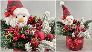 DIY Christmas composition with a snowman