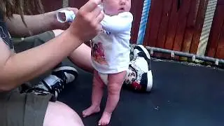 Teya loves the trampoline!